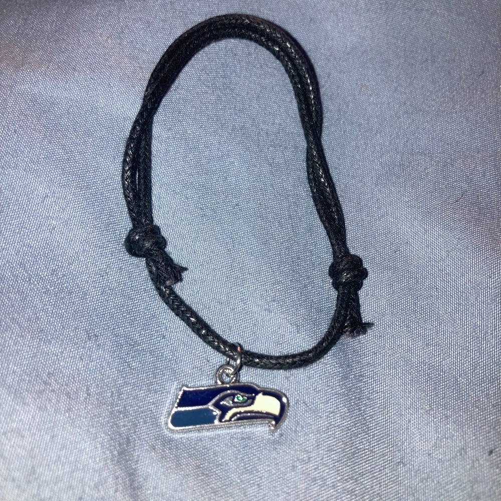 Seattle Seahawks Charm Bracelet with Black Cord